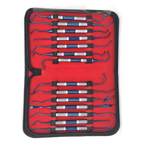 ชุดอุปกรณ์ทำฟันยกไซนัส14ชิ้นพร้อมที่จับแบบกลวงเครื่องมือขุดอุโมงค์ลิฟท์และถุงซิปเคลือบสีฟ้า - Product Image 5