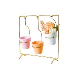 Mini jardinière succulente avec support en métal or naturel brillant poli décoration de jardin pot de fleur articles de décoration pour la maison - Product Image 4