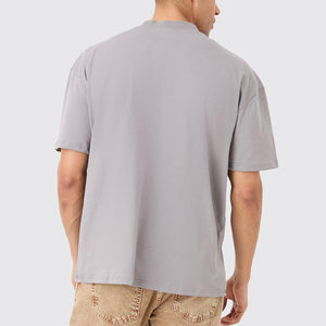 เสื้อยืดผ้าถักไหล่ตกไซส์ใหญ่พิเศษของผู้ชายเสื้อยืดโอเวอร์ไซส์ผ้าคอตตอนหรูหรา100% ดีไซน์โลโก้ตามสั่ง - Product Image 5