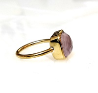 Bagues en laiton en pierre naturelle de haute qualité, bague en quartz Rose à facettes