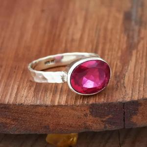 แหวนพลอยอัญมณีสีเงิน925สไตล์โบฮีเมียนทรงวงรีสำหรับตัดรูปวงรีของขวัญวันครบรอบศาสนาคริสเตียนแหวนพลอยทับทิม - Product Image 3