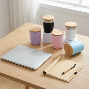Eco-friendly 300ml Stainless Steel Bamboo Coffee Mug Vacuum Insulated Travel Tumbler with Handle for Office & Outdoor Gifts - Product Image 2