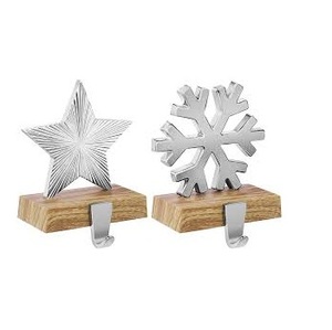 Boutique de cadeaux Porte-bas en fer pour Noël-Ensemble de 2 bas rustiques pour arbre et bonhomme de neige Décoration de manteau - Product Image 6