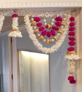 ลูกปัด rajasthani สดใสพร้อมพู่ปอมปอมสำหรับเทศกาลดิวาลีสำหรับตกแต่งประตูหลักของตกแต่งบ้าน Pooja Mandir และสุนทรียศาสตร์ - Product Image 3