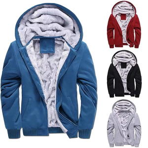 Fur <b>Lined</b> Hooded Men's Winter Thick Warm <b>Sherpa</b> Fleece <b>Hoodie</b> Zip Sweater Custom Color Custom Logo - Product Image 6