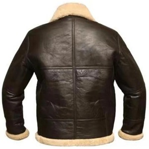 Vintage Leather Jacket Men's Casual Zip Up Thicken Warm Fur One-Piece Parkas Jackets Outdoor Pilot PU <b>Coat</b> Autumn Winter - Product Image 3