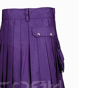 Kilt de algodón escocés tradicional púrpura con bolsillo de carga y hebillas decorativas KILTS personalizados Fabricante & Proveedor - Product Image 3
