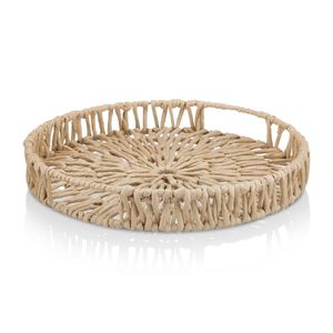 Bandeja decorativa versátil para servir de ratán con diseño compacto para aperitivos de té y café y arreglo elegante para el hogar - Product Image 1