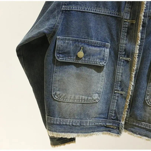 2025 chaqueta vaquera Retro para mujer abrigo corto de un solo pecho cuello redondo Casual versátil primavera invierno otoño lavado - Product Image 4