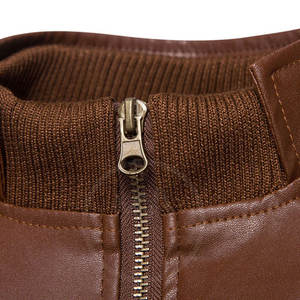 Veste en cuir grande taille en gros Veste en cuir à usage extérieur Veste en cuir à col montant pour hommes - Product Image 3