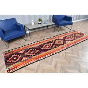 Vintage 2.8x10.3 ft Rug, <b>Runner</b> Turkish Rug, <b>Red</b> Moroccan Wool Rug - Product Image 2