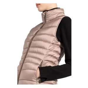 Veste d'hiver pour femmes nouvelle mode décontracté sans manches à glissière gilet bouffant noir matelassé coupe-vent peau de mouton cuir brut - Product Image 2