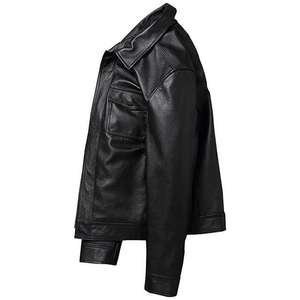 Chaqueta de Cuero Ligera para Hombre, Estilo Motero y Biker, con Capucha, Cómoda y a la Moda, de Piel de Vaca y Lona - Product Image 4