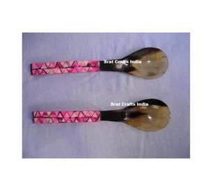 Juego de Cubiertos de Cuerno de la Mejor Calidad, Servidor de Ensaladas con Afilador, Utensilios de Cocina de Cuerno de Alta Calidad, Servidor de Ensaladas de Cuerno - Product Image 3