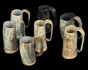 Mug en corne viking fait à la main de luxe de qualité supérieure Finition antique Naturel Écologique Logo personnalisé Tasse à boire - Product Image 5