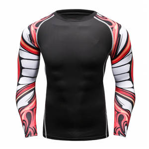 Wholesale Factory Price Printed Long Sleeve Quick Dry Compression Shirts <b>Rash</b> <b>Guard</b> Fitness Wear Bjj MMA <b>Rash</b> <b>guard</b> - Product Image 1