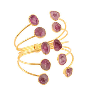 Bracelet ajustable en forme de géode pour femme, bijou de style bohème, en plaqué or - Product Image 2