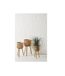 Rotin tissé à la main grand panier à linge herbe de mer panier Pots panier jonc de mer Pot de fleur avec poignée tissé à la main intérieur - Product Image 1