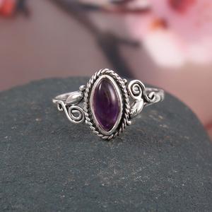 Handmade 925 Sterling Silver Classic Engagement Ring Natural Amethyst Bezel Setting <b>Wedding</b> Oxidized Ring - Product Image 3