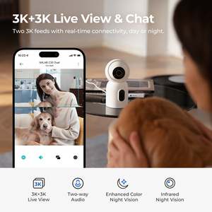 กล้องวงจรปิด IMILAB C30 แบบคู่ ความละเอียด 3K+3K สำหรับภายในอาคาร รองรับ WiFi ตรวจจับเสียงร้องมนุษย์/เสียงเด็กร้องไห้/ไฟไหม้และควัน  หมุนได้ 360 องศา ° กล้อง PTZ, ระบบมองเห็นกลางคืนแบบสี - Product Image 3