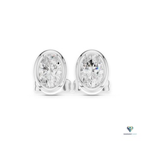 White <b>Gold</b> Oval Lab Grown Diamond <b>Pendant</b> and Earring Set in 14K <b>Solid</b> <b>Gold</b>, 2.50 TCW Minimalist Bezel Jewelry Set - Product Image 1