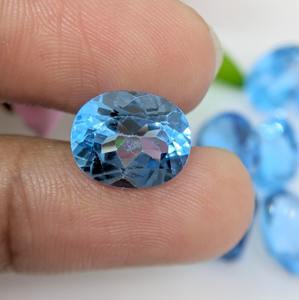Mehrajudin Gems AA-41 Lot de boucles d'oreilles en topaze bleue 100% naturelle, taille ovale, mélange de facettes, 5-8 carats, cirées/huileées, haute qualité, certifiées par un tiers - Product Image 2