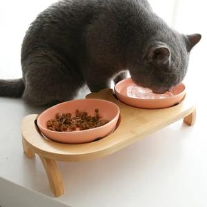 Pet <b>bowl</b> feeder <b>wooden</b> <b>stands</b> cheap price feeding <b>bowl</b> holder for <b>dogs</b> and cats on natural wood <b>stand</b> - Product Image 6