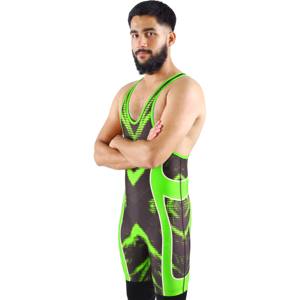 Lutte Singlet Hommes Garçons High Cut Freestyle Wrestling Singlet noir vert Léger Performance Wrestling Gear Training - Product Image 2