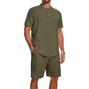 2025 chándales cortos de dos piezas de algodón transpirable personalizados para hombres conjuntos deportivos de talla grande camisetas pantalones cortos venta deportes de verano - Product Image 4