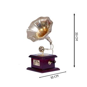 Latón Vintage Gramophone Showpiece Diseño de madera clásico Royal Gramophone Made by Brass - Product Image 4
