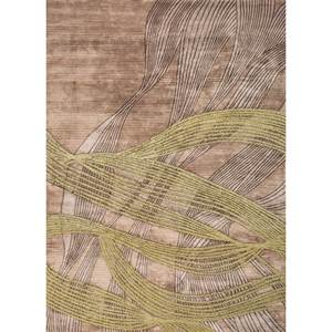 พรมไหมไผ่ถักมือสีเบจน้ำตาลลายแอ็บสแตรกต์ รุ่น Aibz-1011 สำหรับห้องนั่งเล่นและทางเดิน รูปทรงสี่เหลี่ยมผืนผ้า เหมาะสำหรับวัยรุ่น - Product Image 1