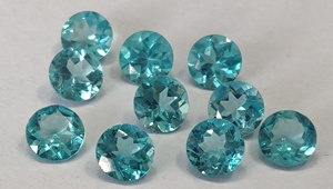 Apatita de Color Paraiba Natural, corte redondo, 3mm, apatita suelta facetada, excelente calidad, buen Color, apatita redonda - Product Image 2