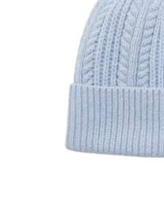 Chapeau beanie en tricot d'hiver personnalisé bleu ciel avec pompon en fausse fourrure, tricot torsadé épais et chaud en mélange de laine acrylique, fabricant personnalisé - Product Image 6