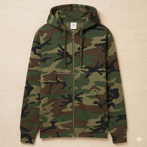 Sudadera con Capucha para Hombre, Corte Regular, Color Verde Bosque, Estampado de Camuflaje, 100% Algodón, Diseño Personalizado ODM para Pesca y Caza - Product Image 5