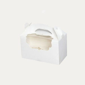 Scatola di Muffin bianca scatola 2 pezzi (con supporto) confezione torta