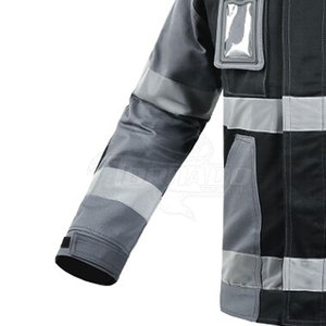 Venta al por mayor 100% chaqueta impermeable ropa de trabajo para hombres naranja invierno con capucha larga reflectante con cuello levantado - Product Image 2
