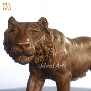 Pequeña escultura de tigre de bronce estatua de animal hecha a mano para decoración de mesa y oficina - Product Image 2