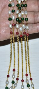 Hermosa Cadena de Rosario de cuentas múltiples de perla de arroz rubí Esmeralda chapada en oro. Cadena De Rosario Rondelle con cuentas de alambre para la fabricación de joyas - Product Image 3