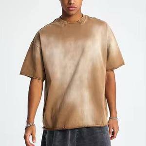T-shirt Oversize Délavé à l'Acide 100% Coton Vintage, Col Rond, Manches Courtes, Streetwear Uni pour Homme - Product Image 1