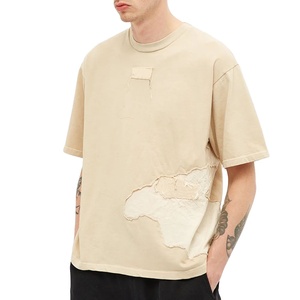 Custom Distressed Loose Fit T <b>Shirts</b> Wholesale Summer High Street Style Short Sleeve Oversized 100% Cotton T-<b>Shirt</b> For Men - Product Image 1