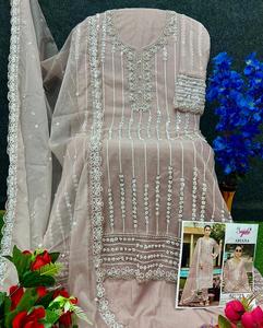 Ropa étnica Diseñador indio pakistaní Exclusivo Última tela de organza Salwar Kameez Moda elegante Absorbe la humedad Secado rápido - Product Image 1