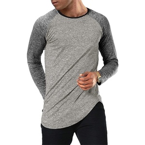 T-shirts de baseball à manches longues raglan pour hommes, style hipster hip-hop basique, ourlet incurvé, séchage rapide, légers - Product Image 1