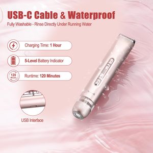 Depiladora Eléctrica 2 en 1 Recargable e Impermeable para Mujer, con Doble Cabezal, Recortadora de Bikini y Depiladora Corporal - Product Image 6