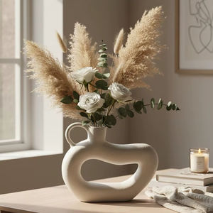 Vase à fleurs en aluminium fait main de luxe, design moderne, couleurs personnalisables, écologique, haute qualité, logo personnalisé pour mariage, Ramadan - Product Image 1