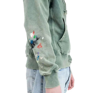 Top Trending 300 GSM Hombres Heather Green Pullover Hoodie Vintage Washed Custom Made con diseños impresos para el invierno - Product Image 4