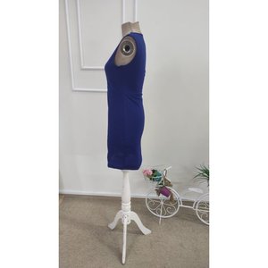 Vestido Corto de Crepé Importado con Tirantes y Cuello en V para Mujer, 35992 - Azul Saks - Product Image 6