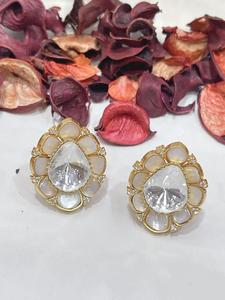 Pendientes chapados en oro con aspecto de piedra de la mejor calidad a la moda, ropa tradicional para fiesta, boda, función, colección de ropa para mujer - Product Image 2