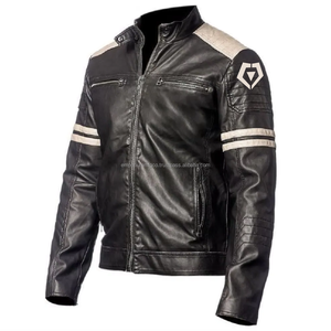Chaqueta de moto de cuero Premium negra clásica The Legend para hombre con forro acolchado - Product Image 5