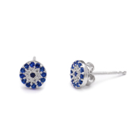 Boucles d'oreilles minimalistes turques en saphir et or rhodié, faites à la main en argent sterling 925, cadeau de mariage pour femme, bijoux d'anniversaire