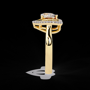 Bijoux de fiançailles pour femmes en or jaune 14 carats avec diamant cultivé en laboratoire forme de poire Halo Design bague élégante faite à la main cadeau parfait - Product Image 4